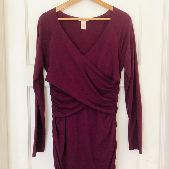 Sundance Eternal Compliments Ruched Plum Purple lined dress S flattering bodycon - Picture 3 of 11